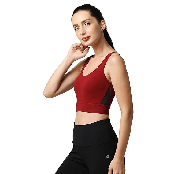 SOIE Women’s Medium Impact Longline Sports Bra – Cotton Spandex, Non-Padded & Non-Wired